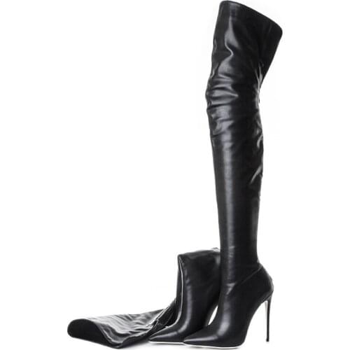 Spring Winter Woman Patent Leather Over The Knee Boots Back Zipper Thin High Heels Shoes Women Sexy Ladies Shoes