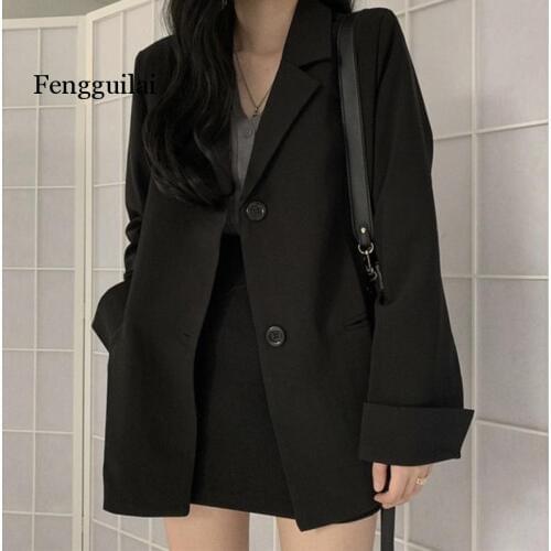 Black Blazer Skirts Suit Workwear 2020 Casual Blazer Coat+Short Bodycon Skirt Autumn 2 Piece Set For Women