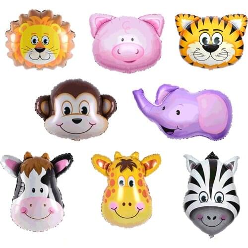 1Pcs Jungle Animal Tiger Lion Monkey Zebra Giraffe Cow Air Helium Balloon Kids Safari Birthday Party Decor Zoo Theme Supplies