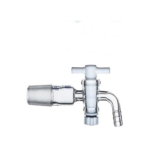 24/29 Joint Lab Glass Elbow Vaccum adapter Hose connection with PTFE Stopcock