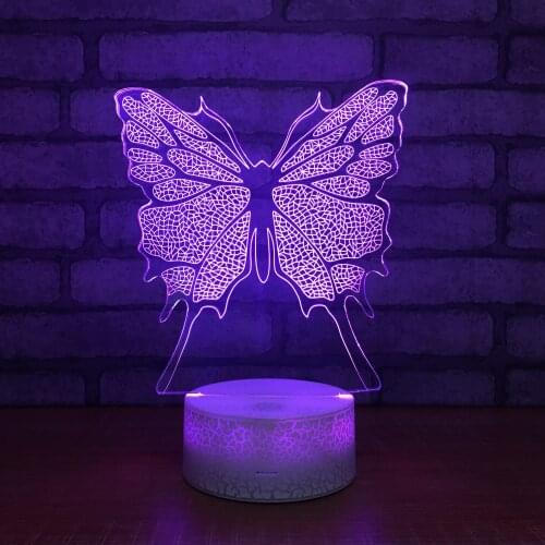 Beautiful Butterfly 3D Lamp 7 Colors Changing Nightlight Amazing Visualization Optical Gifts For Girls Lovers Table Decor