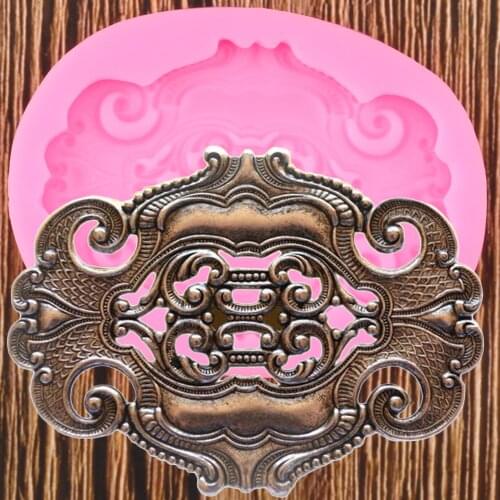 3D Frame Cake Border Silicone Molds Flourish Scroll Medallion Fondant Mould Cake Decorating Tools Candy Chocolate Moulds