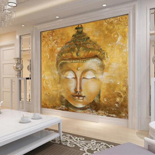 3D Custom Vintage Golden Buddha Photo Wallpaper Bedroom Hotel Living Room Yoga Art Interior Decoration Temple Religion