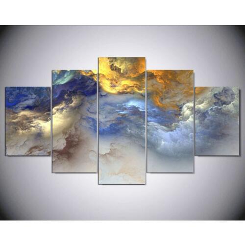 5 Panels Modern Canvas Paintings Abstract colors clouds Group Painting wall art canvas paintings home decor living room