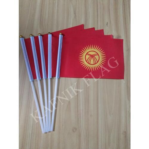 KAFNIK,5pcs flags 14 * 21cm hand wave flags Kyrgyzstan hand flag Free Shipping