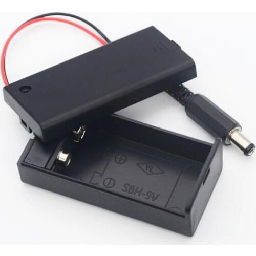 9V 6F22 Battery Case Plastic Batteries Holder Storage Box Cover with shell with switch with DC 2.1*5.5mm