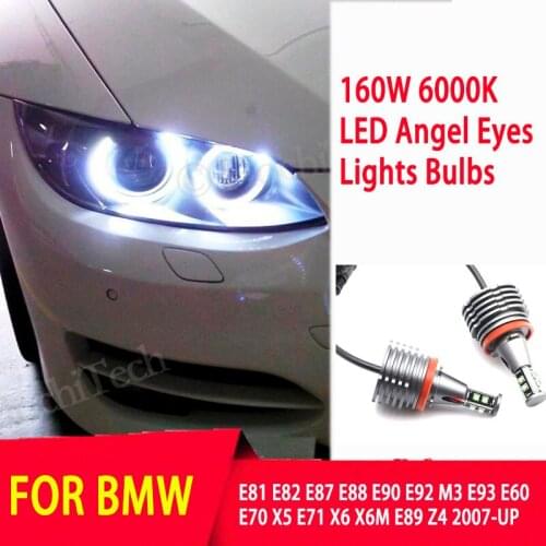 2p 160W 6000K lamp LED Angel Eyes Marker Light Bulbs For BMW E81 E82 E87 E88 E90 E92 M3 E93 E60 E70 X5 E71 X6 X6M E89 Z4 2007-UP