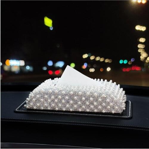 Luxuriou Car Sun Visor Tissue Box PU Leather Tissue box Case Hand-Made Sparkling Crystal Auto Napkin Holder For Women CZ03/02