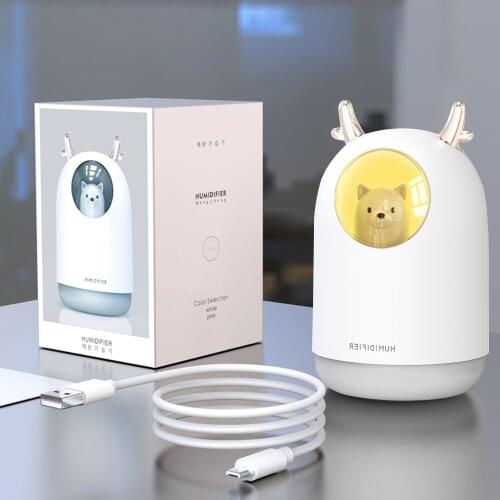 300ml Car Humidifier Air Purifier Freshener Purfume Oil Diffuser LED Bear Ambient Light Decoration Automobile 4x4 Accessories