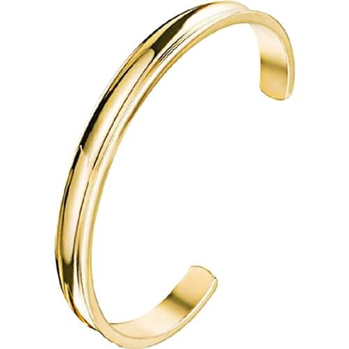 Stainless steel hair band bracelet C-shaped open Concave arc groove rubber band gold silver color titanium steel Cuff Bangle