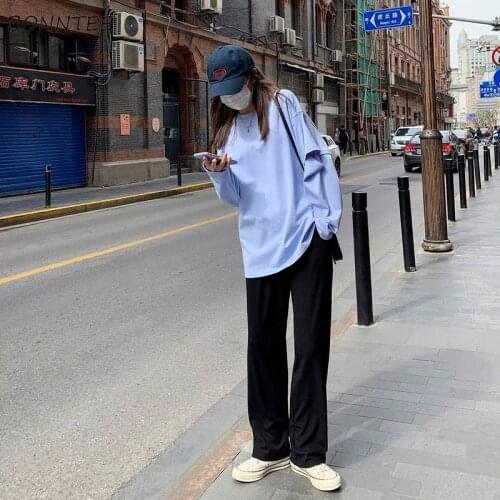 Pants Women Casual Fashion Straight High Waist Office Lady Full Length Wide Leg Loose Female Black Mom Trousers Oversize Student