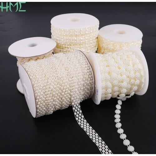 Flower ABS Imitation Ivory Pearl Beads Chain Trim For Jewelry Findings Crafts Accessories DIY Garland Wedding Party Decoration