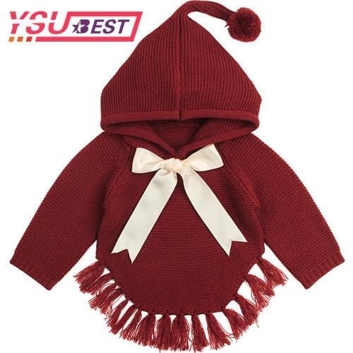 2020 Childrens Sweaters Hooded Tassel Girls Knitted Sweater Autumn Winter Toddler Sweaters Casual Kids Knitwear Kids Clothes