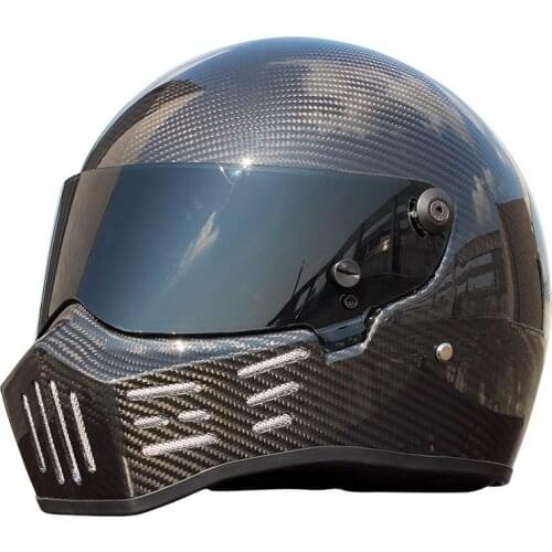 Men Carbon Fiber Motocross Full Face Helmet Retro Motorcycle Helmet Racing Moto Car Stig Karting Helmets for SIMPSON XS-XXL
