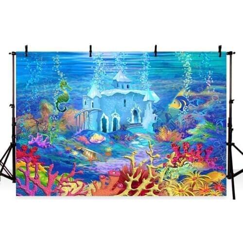 Photography backdrop background sea world 7x5 under the sea mermaid photo background backdrops for baby kids birthday party prop