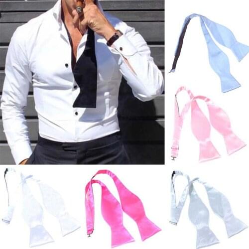 Self Tie Wedding Plain Satin Plain Adjustable Fancy Prom Smart Prom Mens Necktie Dress Bow Tie Formal Clip-on