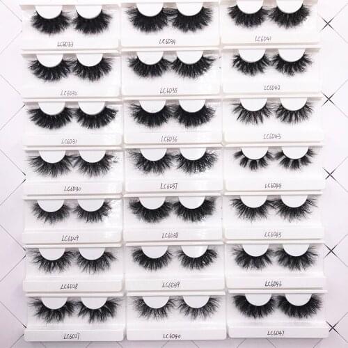 Hot selling new style 6D 25mm fluffy lashes with free boxes 100% full strip mink eyelashes