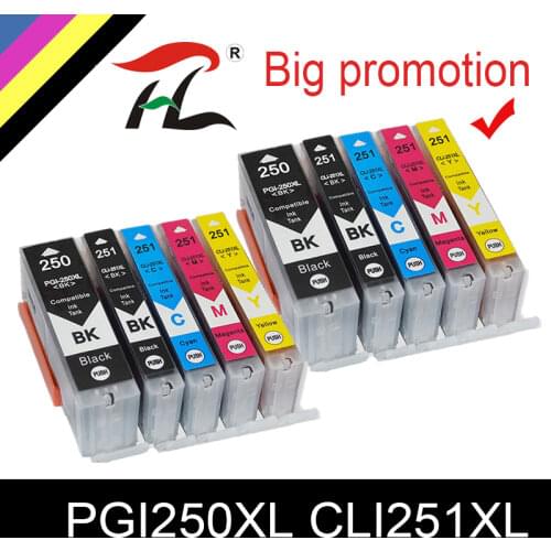 HTL 2 set HTL PGI-250 CLI251 for canon MG6320 MG7120 MG7520 IP8720 refillable ink cartridge with ARC chip pgi250 pgi 250