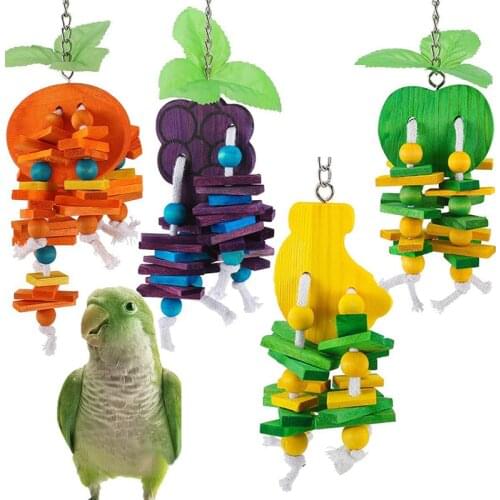 Bird Parrot Toys Bird Swing Toys with Colorful Wood Beads Fruit Bunches for Budgie Lovebirds Conures Birds Toys