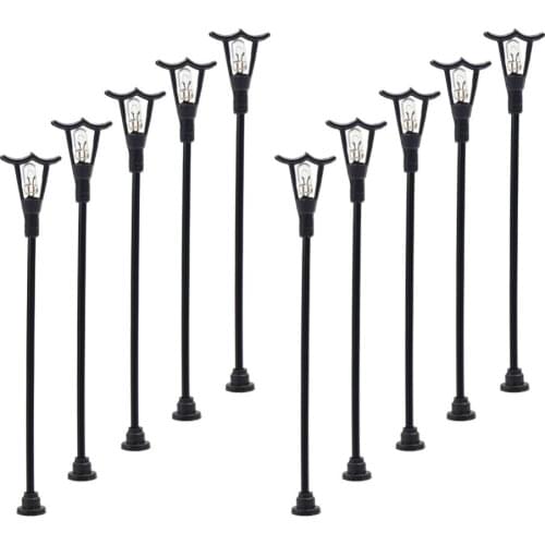 LNH33 10pcs Model Railway Lamppost lamps Street Lights HO OO TT Scale NEW Warm White