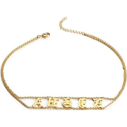 Fashion Gift Personalized Name Plate Necklace Old English Letter Choker Customized Nameplate Necklace Female Jewelry Accessories