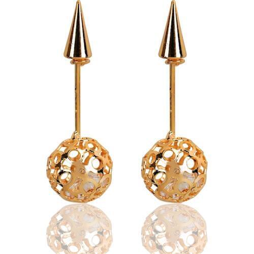 Fashion Brand Hollow Out Ball Shape Shining Screw Stud Earring For Women Gold color Earrings Jewelry Brincos