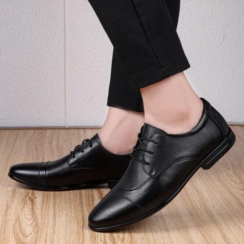 Mens Business Dress Formal Breathable Oxfords Men Genuine Leather Office Elegant Comfortable Lace Up Slip on Oxford shoes men