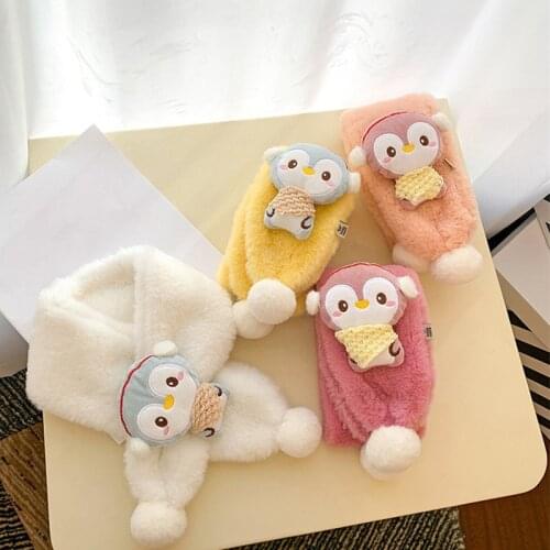 Soft Plush Baby Girl Scarf Winter Cute Cartoon Animals Children Neck Warmer Bib Kids Scarves Toddler Cross Outdoor Neckerchief