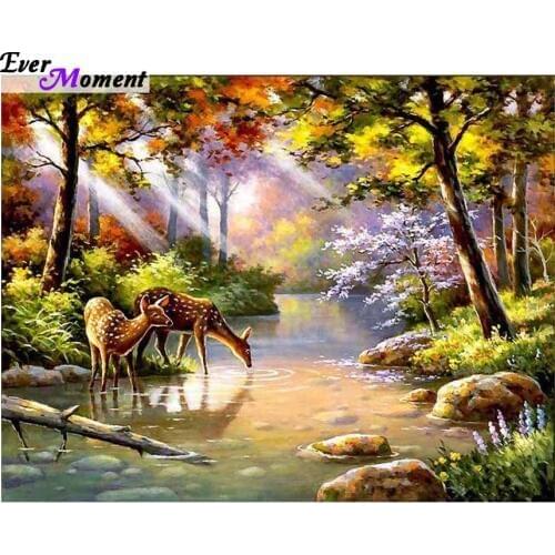 Forest landscapes deer home decoration diy diamond painting resin square drill diamond embroidery mosaic needlework ASF346