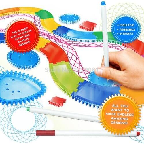 Spirograph rail assemble Drawing kit 31pcs Paint Coloring Game,creative Spiral Designs educational interest track drawing toys