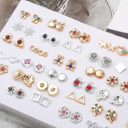 18/36pairs Fashion Mix Style Gold Color Rhinestone Crystal Flower Stud Earings Set For Women Girls Jewelry Brincos Oorbellen