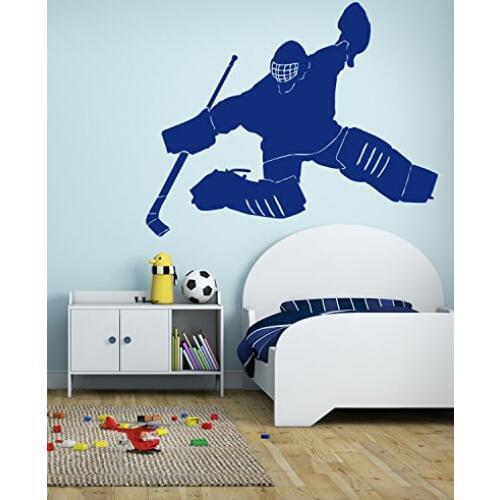 Hockey Player goalie Wall stickers puck sport team game Wall Stickers For Kids Room Boys Bedroom Baby Wall Decal Gift JW175