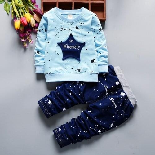 2021 New Childrens Clothing Set Autumn Baby Boys Suit Set Cotton Kids Five-pointed Star Long Sleeve T shirts+ Pants
