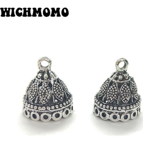 New 5pieces/bag 20*17mm Retro Zinc Alloy Bell Shape Beads Tassels End Cap Charms Pendants for DIY Jewelry Accessories