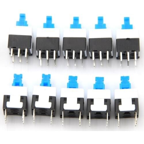 New 10pcs/lot 6 Pin Mini Push Button Self-locking Switch Multimeter Switch Square 8x8x13mm