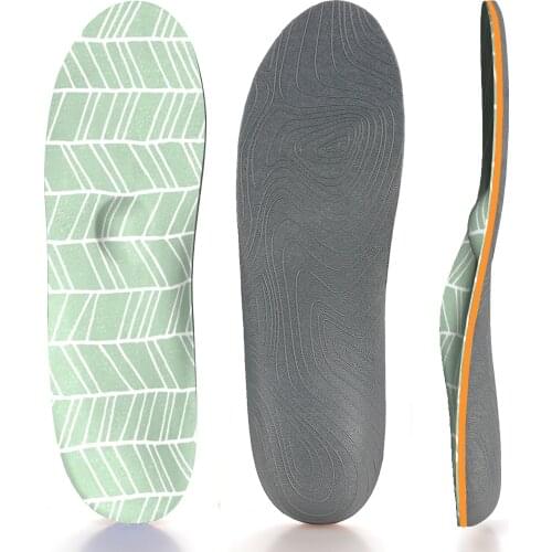 Green Striped Orthotic EVA Comfort Insoles Targeted Cushioning and Arch Support Inserted Insole for Heel, Arch and Ball of Foot
