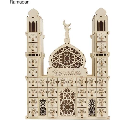 Party Supplies Ramadan Decoration Night Light Countdown Kalender Ornamenten 40.6*30.4cm Desktop Ornaments Palace Form Calendar