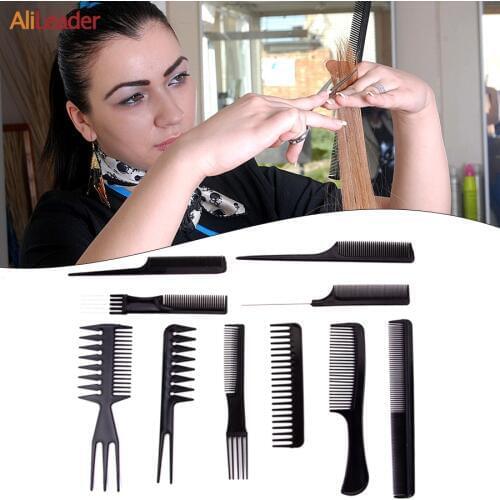 Alileader Hot Selling Hair-Cutting-Comb-Set 10 pcs/set Quality Hairdressing Comb Professional Salon Accessories Hair Brush