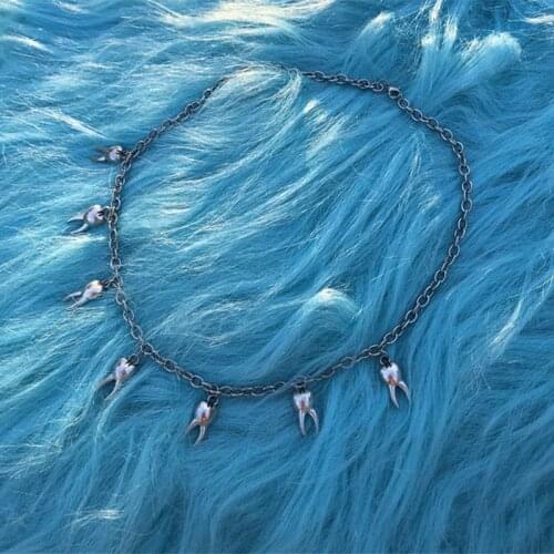 Fairy teeth necklace Antique Silver Color Tooth Pendant Necklace Fairy Necklace gift,goth choker handmade tooth necklace