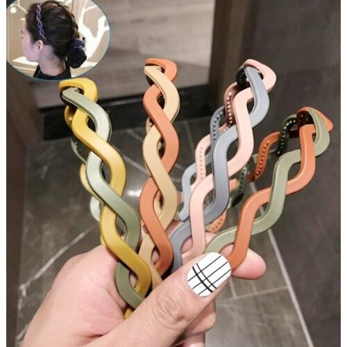 Splicing Color Twist Cross Headbands Non-slip Frosted Plastic Hair Hoop Candy Color Bezel Hair Bands Women Hair Accessories