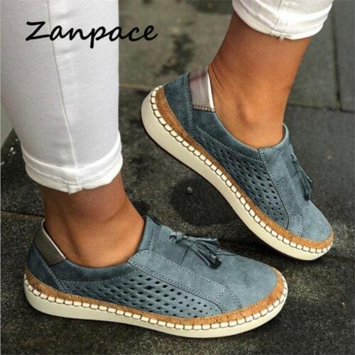 European Summer Flat Shoes Women Casual Large Size 35-43 Breathable Tassels Shoes Womens Thick Bottom Slip on Womens Loafers