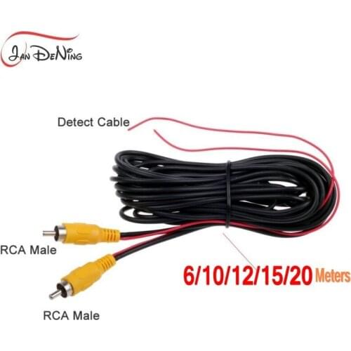 JanDeNing RCA(male) To RCA(male) Reverse Rear View Parking Camera Video AV Cable With Detection Wire