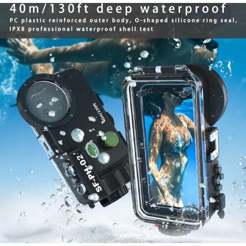 Bluetooth Control Waterproof Phone Case For iPhone 11/12 Mini&Pro&Pro Max Underwater 40/130fit Professional Diving Case