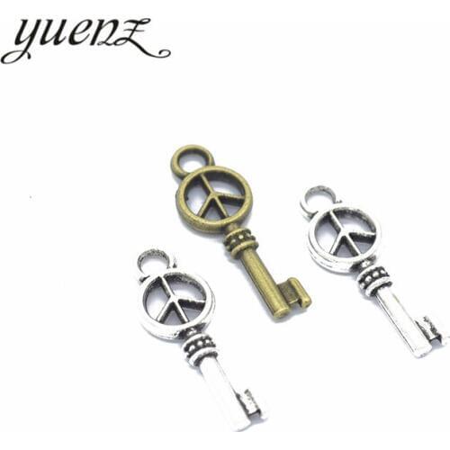 YuenZ 20 pcs Antique silver color peace key Charms Pendants For Necklace Bracelet Jewelry Making DIY Handmade 26*9mm O216