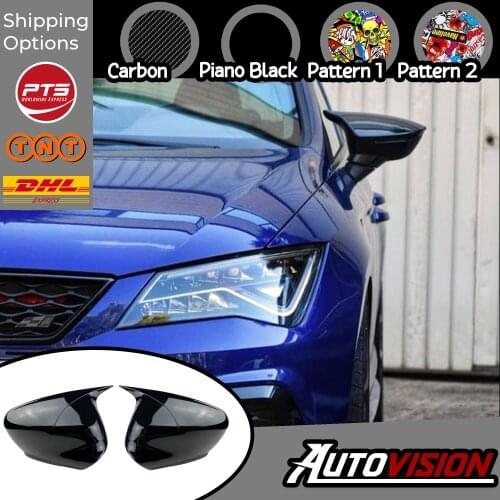 Mirror Cover For Seat Leon Mk3 5F FR-Cupra 2012 2013 2014 2015 2016 2017 2018 2019 Accessory Bright Black BATMAN Case CAR