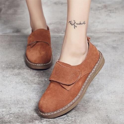 Cow Suede Leather women Flats oxford shoes Spring Ladies sneakers Loafers Casual Shoe 2020 Moccasin Plus Size Autumn Boat Shoes