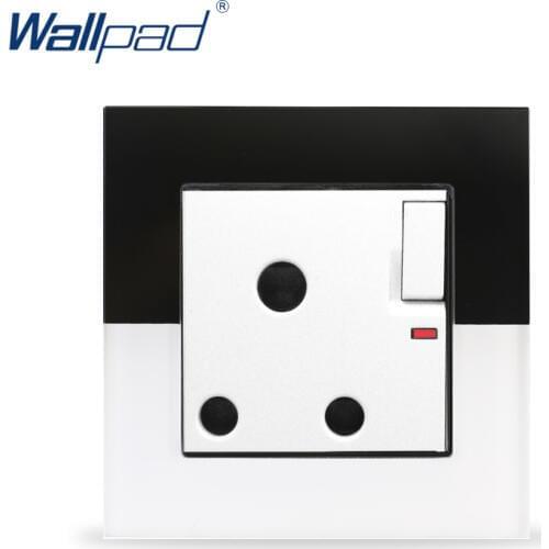 15A Wall Socket Wallpad Crystal Glass Panel 110V-250V Glass South Africa UK Standard 15A Wall Switched Socket with Led Neon