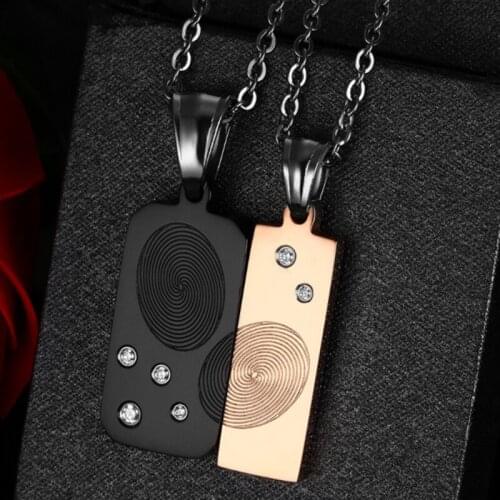 2021 Fashion Stainless Steel Matal Personalized And Unique Jewelry Fingerprint Puzzle Pendant Necklace Suitable For Couples