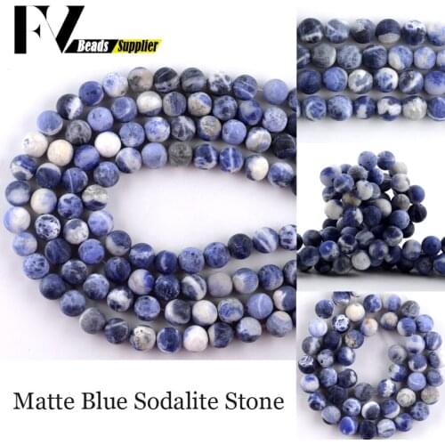 4-12mm Dull Polished New Sodalite Natural Stone Beads For Jewelry Making Round Beads Diy Bracelet Necklace Accessories 15"Strand
