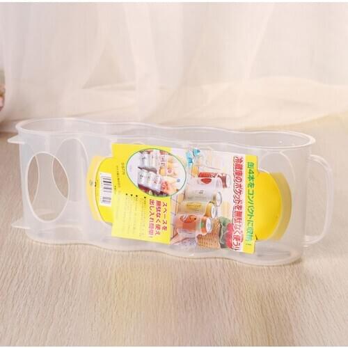 4 Dividers Plastic Clear Portable Refrigerator Shelf For Can Organizer With Handle For Cans